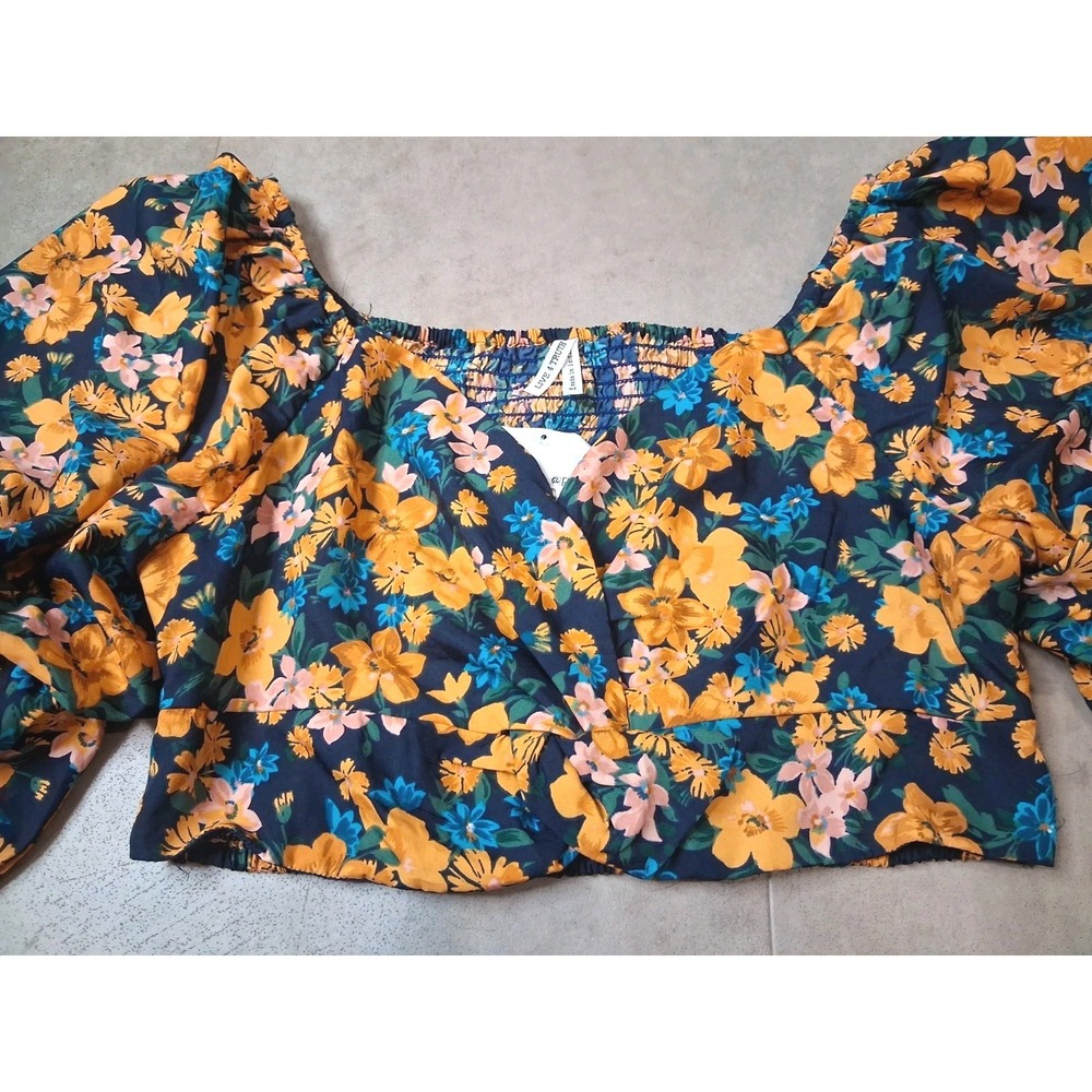 New Live 4 Truth Floral Crop Top Ruffle Sleeves XL Girly Brunch Vacation Resort - Picture 3 of 10